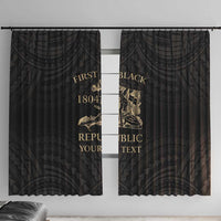 Personalized Haiti First Black Republic Window Curtain Negre Marron With Map And Flag LT9 With Hooks Black - Polynesian Pride