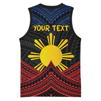 Personalized Philippines Basketball Jersey Polynesian Tribal Tattoo with Filipino Flag Motif - Polynesian Pride