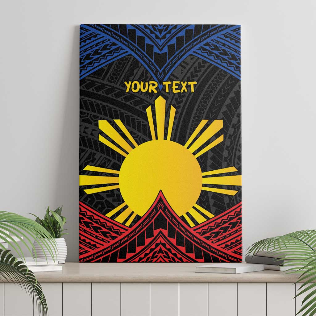 Personalized Philippines Canvas Wall Art Polynesian Tribal Tattoo with Filipino Flag Motif