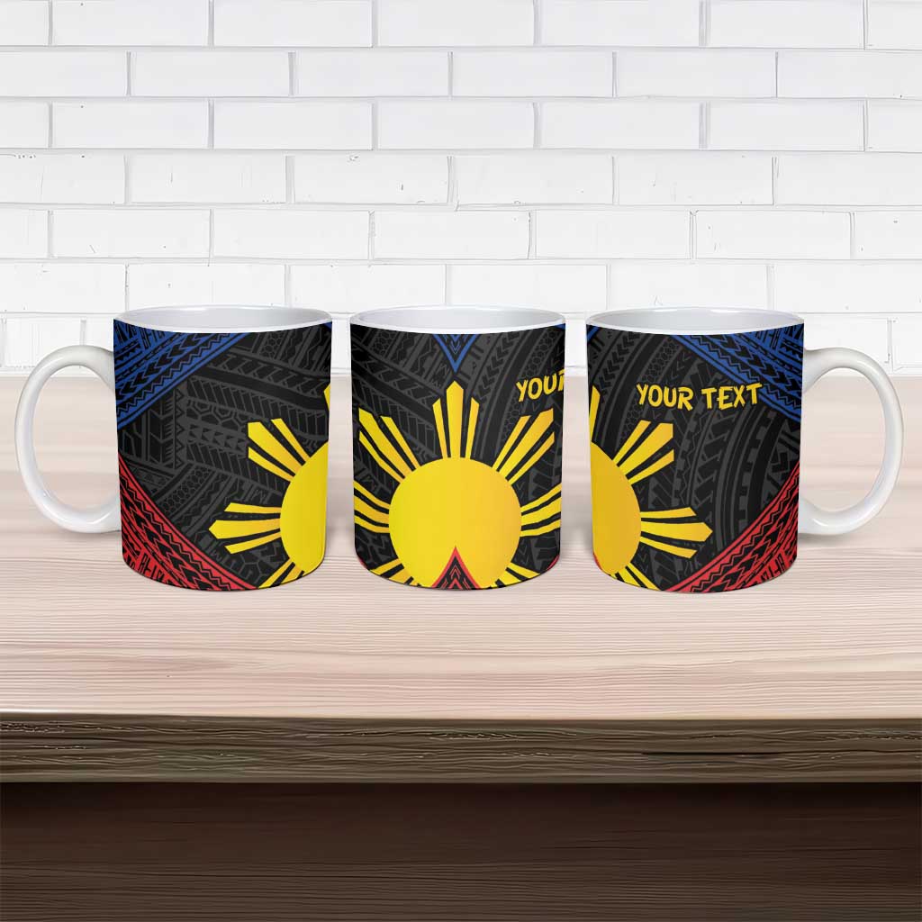 Personalized Philippines Ceramic Mug Polynesian Tribal Tattoo with Filipino Flag Motif - Polynesian Pride