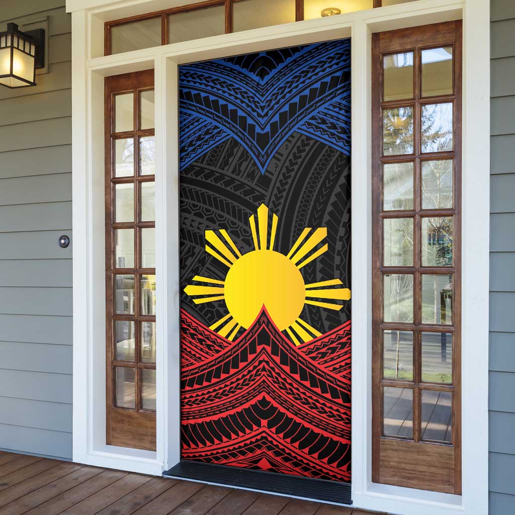 Personalized Philippines Door Cover Polynesian Tribal Tattoo with Filipino Flag Motif - Polynesian Pride