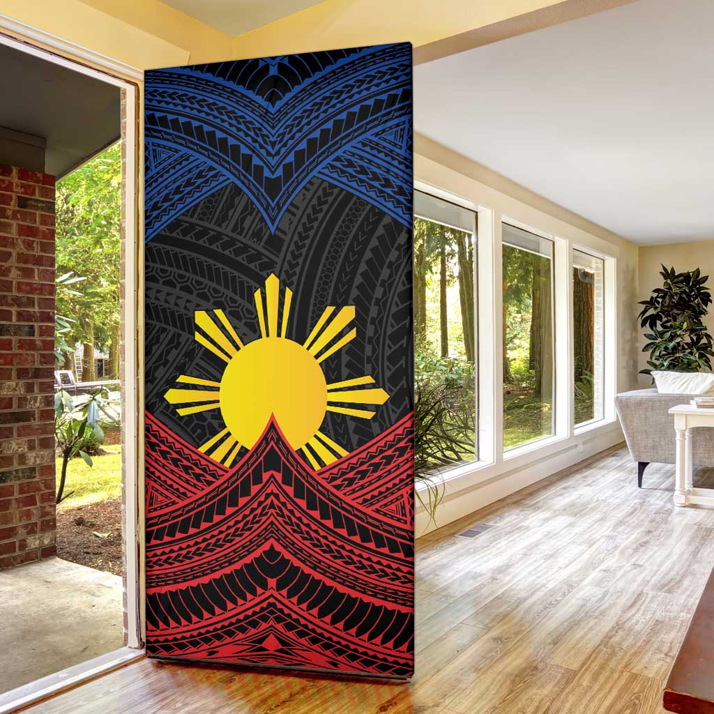 Personalized Philippines Door Cover Polynesian Tribal Tattoo with Filipino Flag Motif - Polynesian Pride