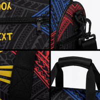 Personalized Philippines Duffle Bag Polynesian Tribal Tattoo with Filipino Flag Motif