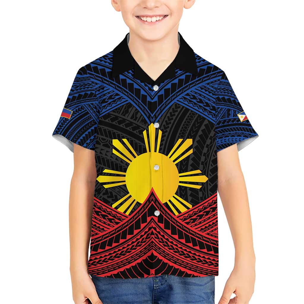 Personalized Philippines Hawaiian Shirt Polynesian Tribal Tattoo with Filipino Flag Motif