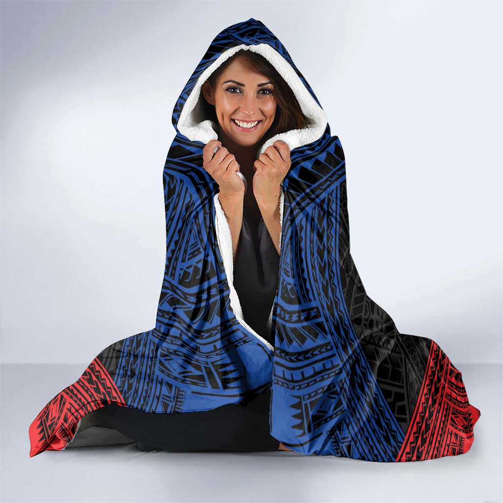 Personalized Philippines Hooded Blanket Polynesian Tribal Tattoo with Filipino Flag Motif