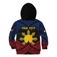 Personalized Philippines Kid Hoodie Polynesian Tribal Tattoo with Filipino Flag Motif