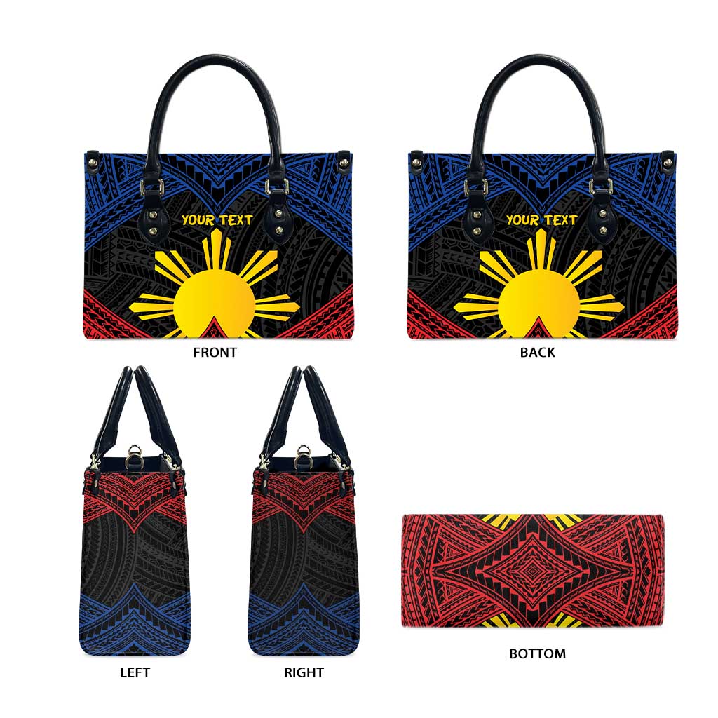 Personalized Philippines Leather Bag Polynesian Tribal Tattoo with Filipino Flag Motif - Polynesian Pride