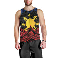 Personalized Philippines Men Tank Top Polynesian Tribal Tattoo with Filipino Flag Motif