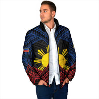 Personalized Philippines Padded Jacket Polynesian Tribal Tattoo with Filipino Flag Motif - Polynesian Pride
