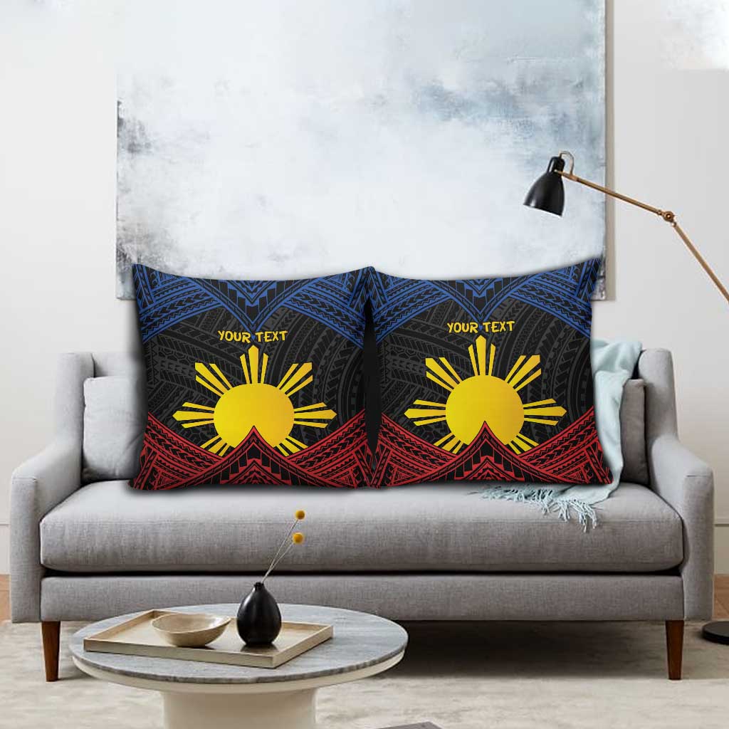 Personalized Philippines Pillow Cover Polynesian Tribal Tattoo with Filipino Flag Motif - Polynesian Pride