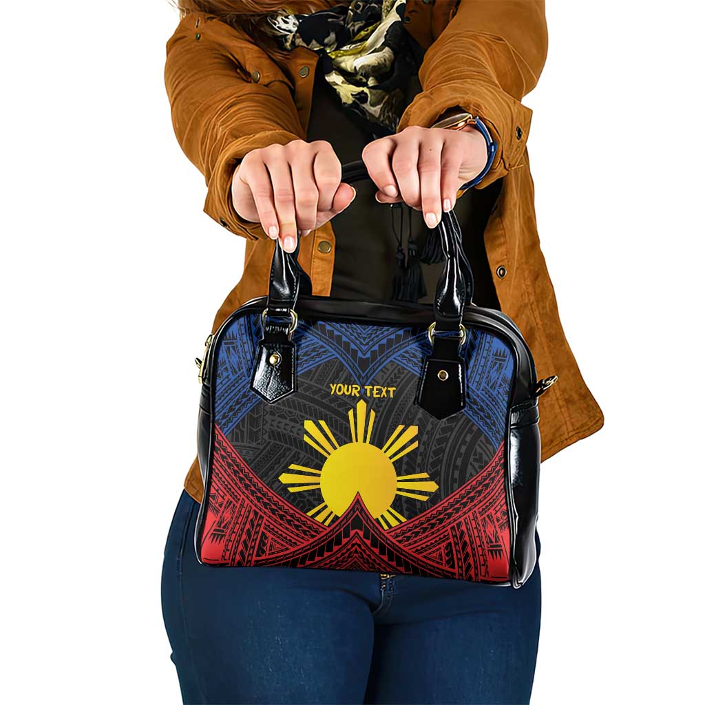 Personalized Philippines Shoulder Handbag Polynesian Tribal Tattoo with Filipino Flag Motif