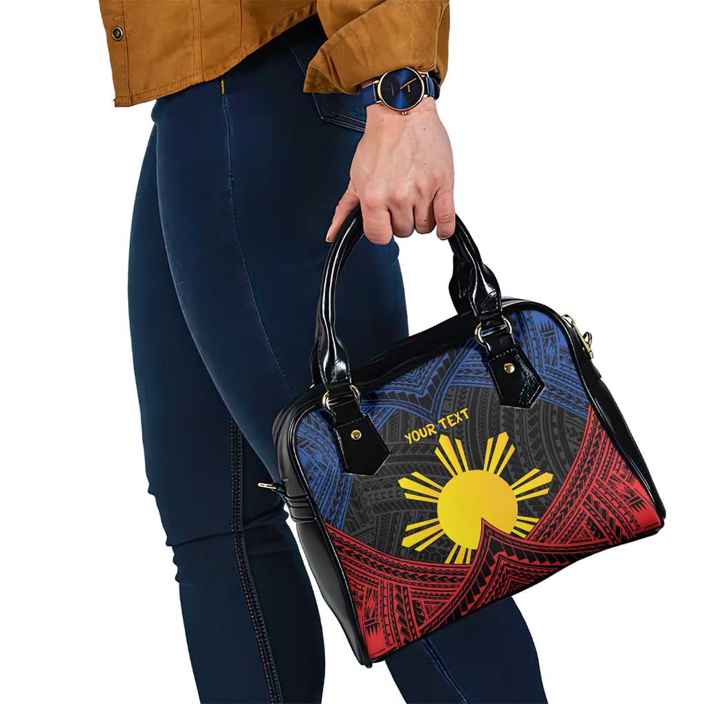 Personalized Philippines Shoulder Handbag Polynesian Tribal Tattoo with Filipino Flag Motif