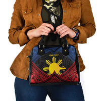 Personalized Philippines Shoulder Handbag Polynesian Tribal Tattoo with Filipino Flag Motif