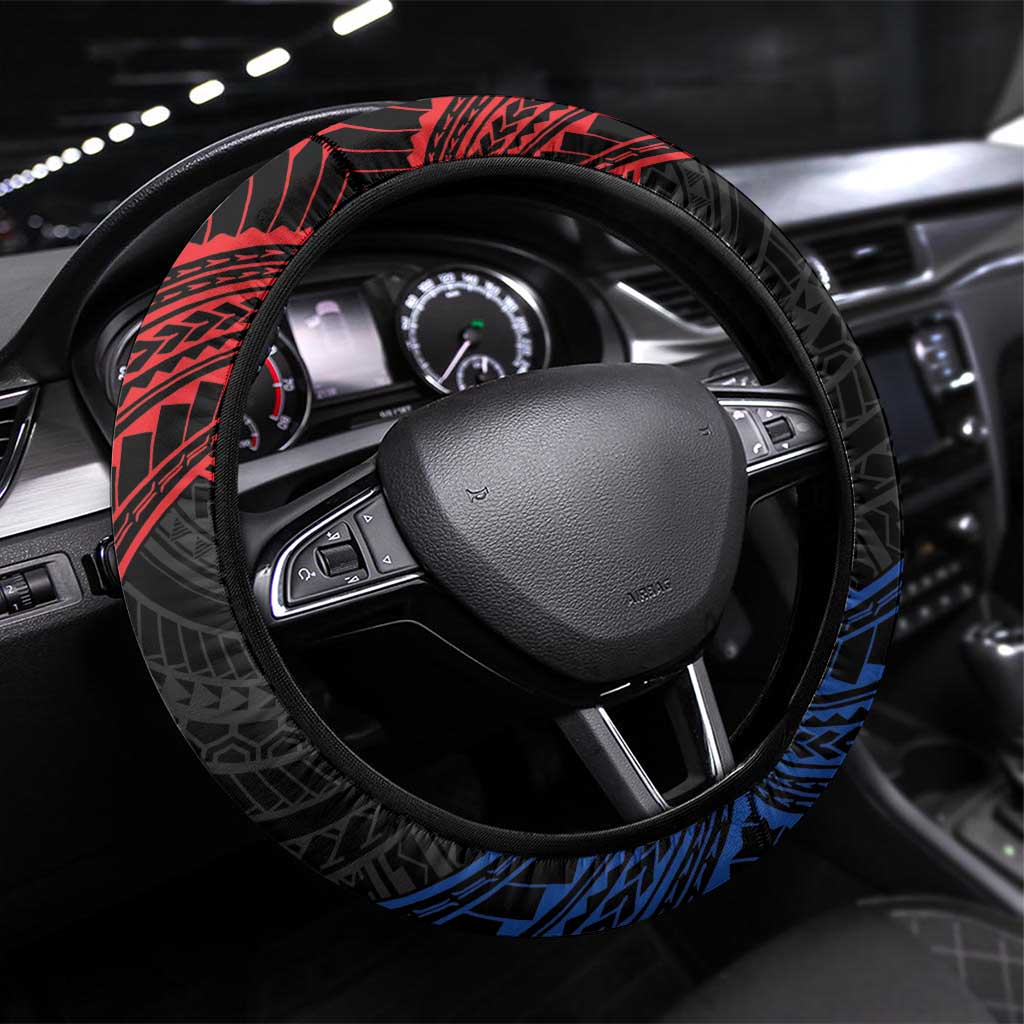 Philippines Steering Wheel Cover Polynesian Tribal Tattoo with Filipino Flag Motif