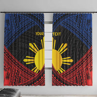 Personalized Philippines Window Curtain Polynesian Tribal Tattoo with Filipino Flag Motif
