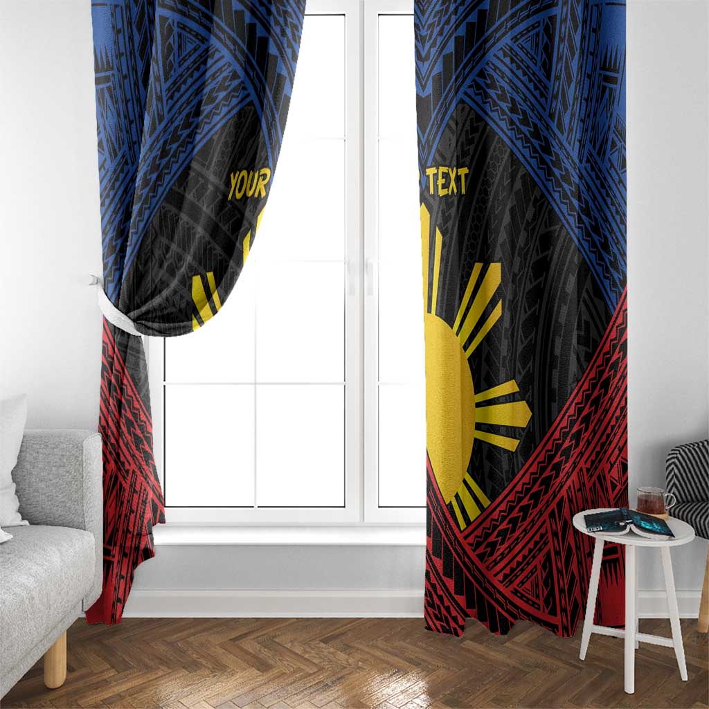 Personalized Philippines Window Curtain Polynesian Tribal Tattoo with Filipino Flag Motif