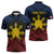 Personalized Philippines Zipper Polo Shirt Polynesian Tribal Tattoo with Filipino Flag Motif - Polynesian Pride