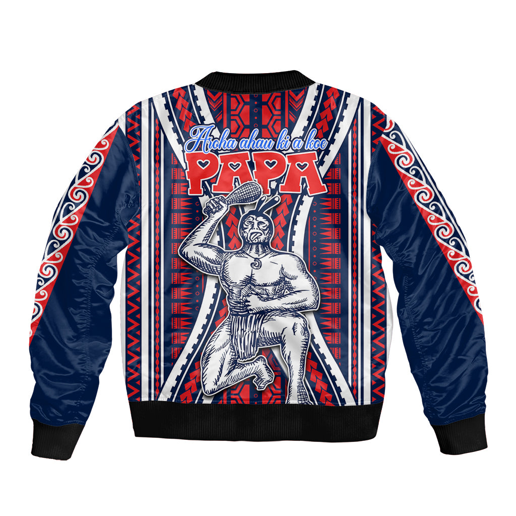 Aotearoa Father's Day Gift For Dad Bomber Jacket Aroha Ahau Ki A Koe Papa - Maori Style Pattern LT9 - Polynesian Pride