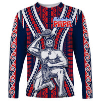 Aotearoa Father's Day Gift For Dad Long Sleeve Shirt Aroha Ahau Ki A Koe Papa - Maori Style Pattern LT9 Unisex Red - Polynesian Pride