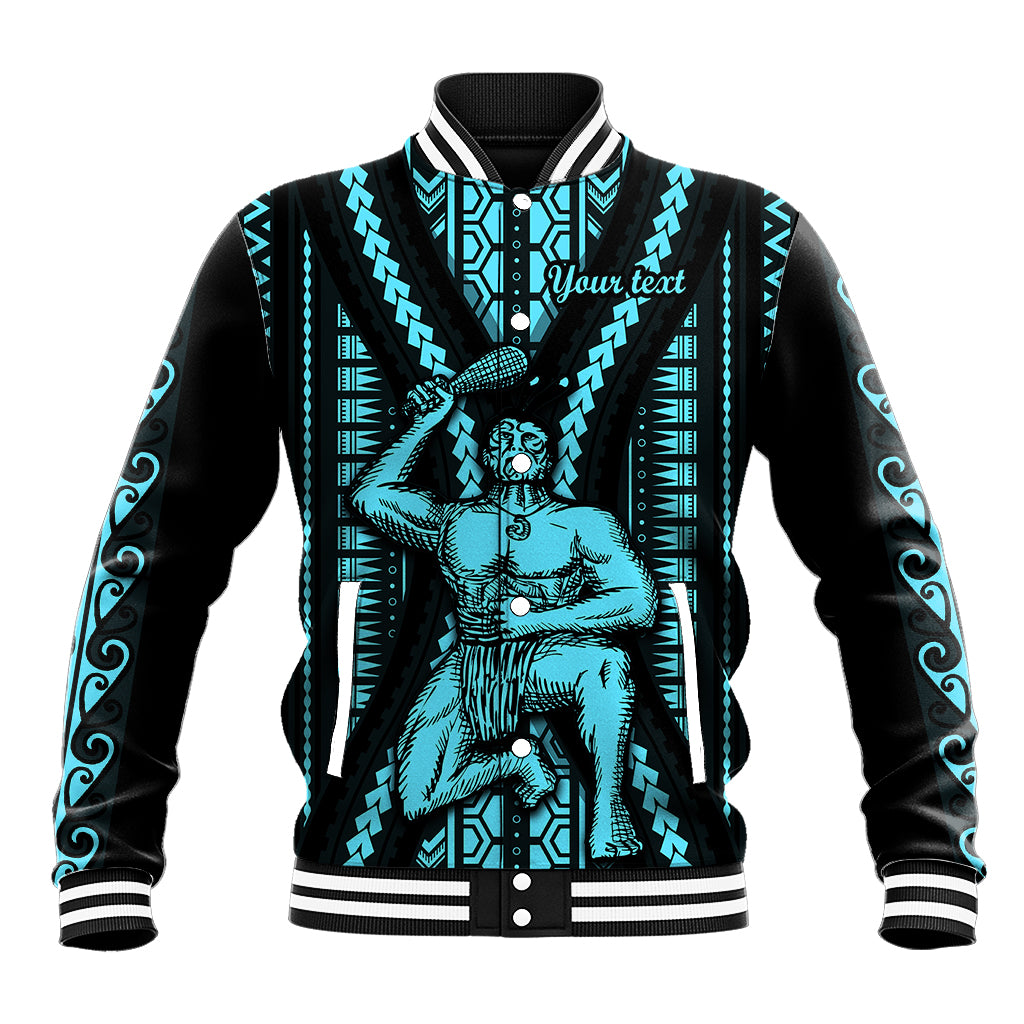 Personalised Aotearoa Father's Day Gift For Dad Baseball Jacket Aroha Ahau Ki A Koe Papa - Aqua Maori Style Pattern LT9 Unisex Aqua - Polynesian Pride