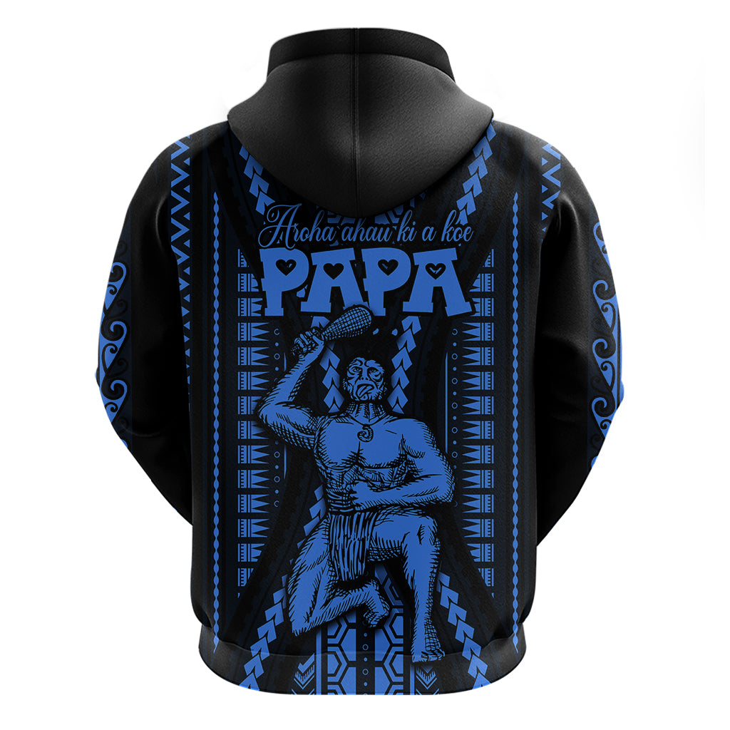 Aotearoa Fathers Day Gift For Dad Hoodie Aroha Ahau Ki A Koe Papa Blue Maori Style Pattern LT9 - Polynesian Pride