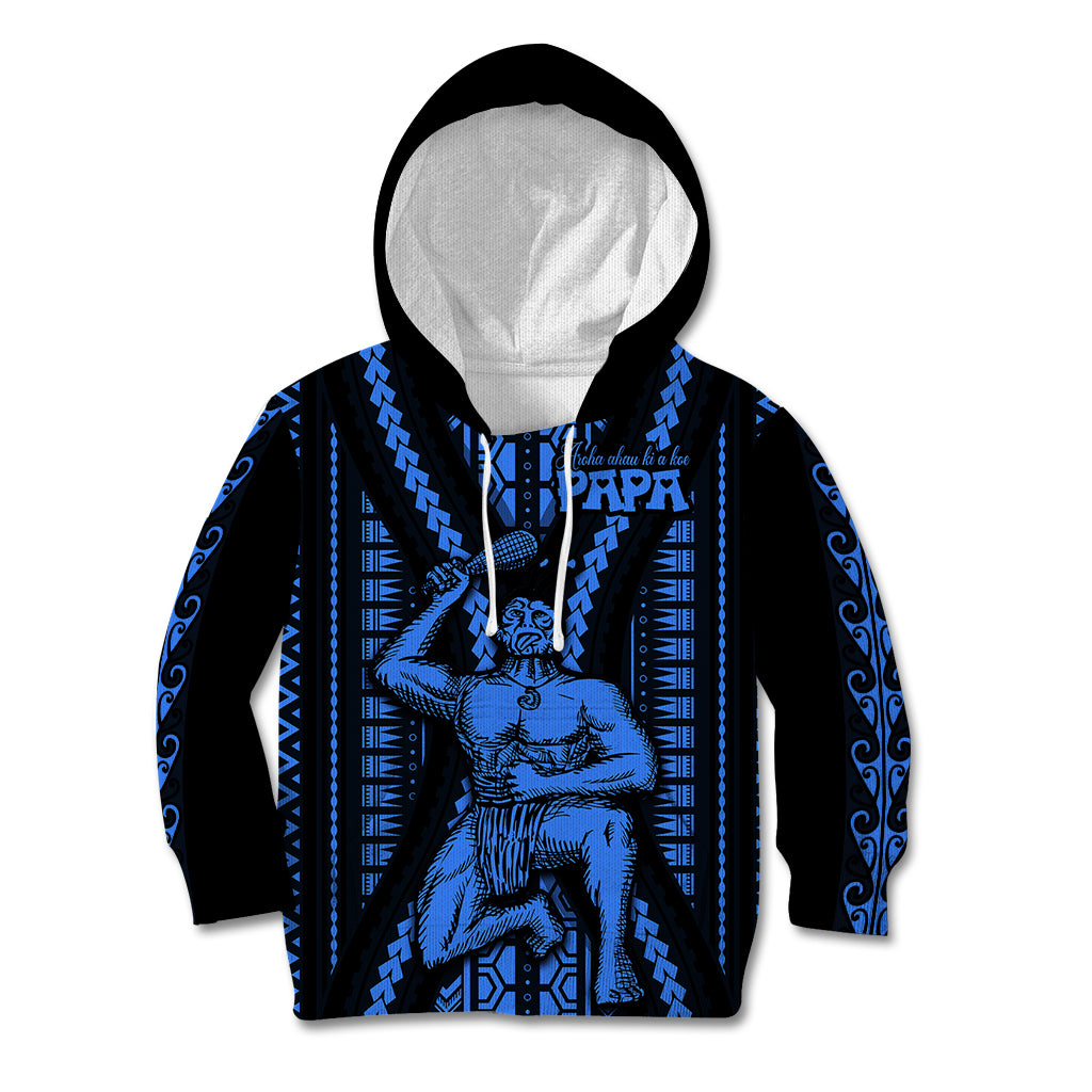 Aotearoa Father's Day Gift For Dad Kid Hoodie Aroha Ahau Ki A Koe Papa - Blue Maori Style Pattern LT9 Blue - Polynesian Pride