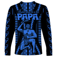 Aotearoa Father's Day Gift For Dad Long Sleeve Shirt Aroha Ahau Ki A Koe Papa - Blue Maori Style Pattern LT9 - Polynesian Pride