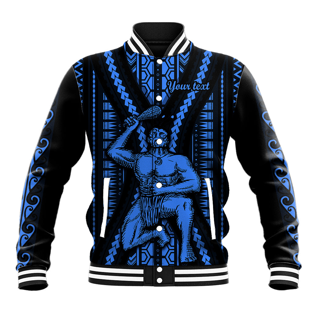 Personalised Aotearoa Father's Day Gift For Dad Baseball Jacket Aroha Ahau Ki A Koe Papa - Blue Maori Style Pattern LT9 Unisex Blue - Polynesian Pride
