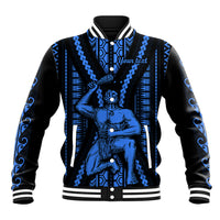 Personalised Aotearoa Father's Day Gift For Dad Baseball Jacket Aroha Ahau Ki A Koe Papa - Blue Maori Style Pattern LT9 Unisex Blue - Polynesian Pride