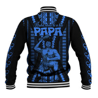 Personalised Aotearoa Father's Day Gift For Dad Baseball Jacket Aroha Ahau Ki A Koe Papa - Blue Maori Style Pattern LT9 - Polynesian Pride