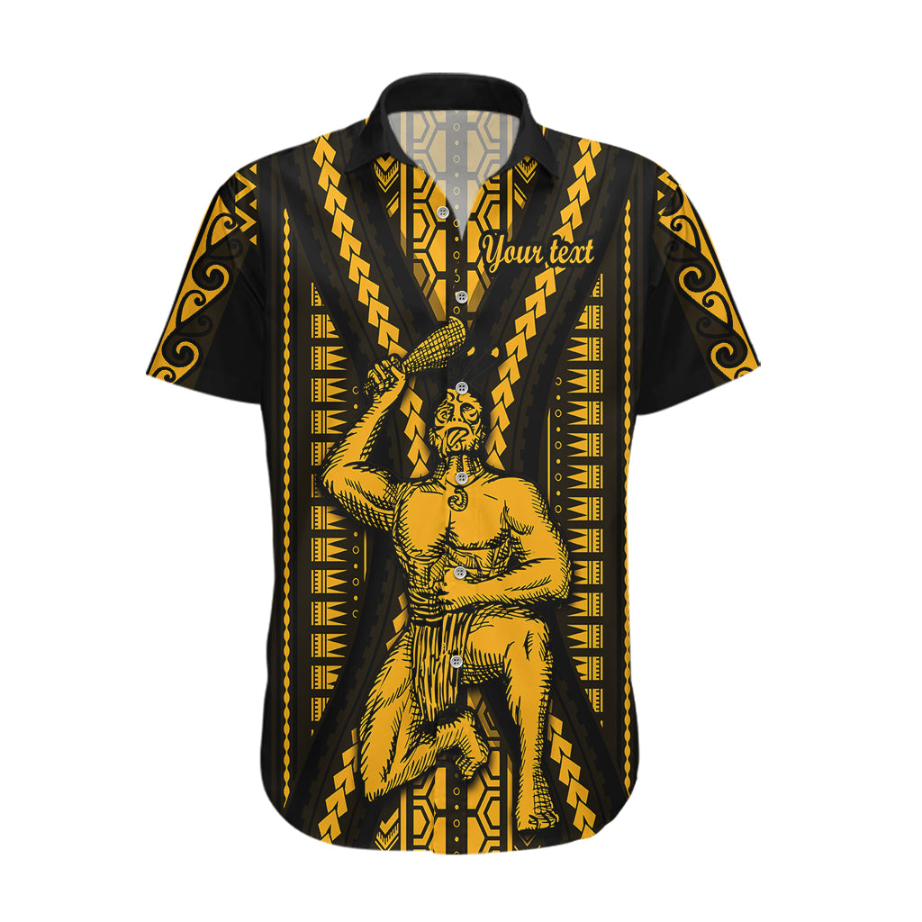 Personalised Aotearoa Father's Day Gift For Dad Hawaiian Shirt Aroha Ahau Ki A Koe Papa - Gold Maori Style Pattern LT9 Gold - Polynesian Pride
