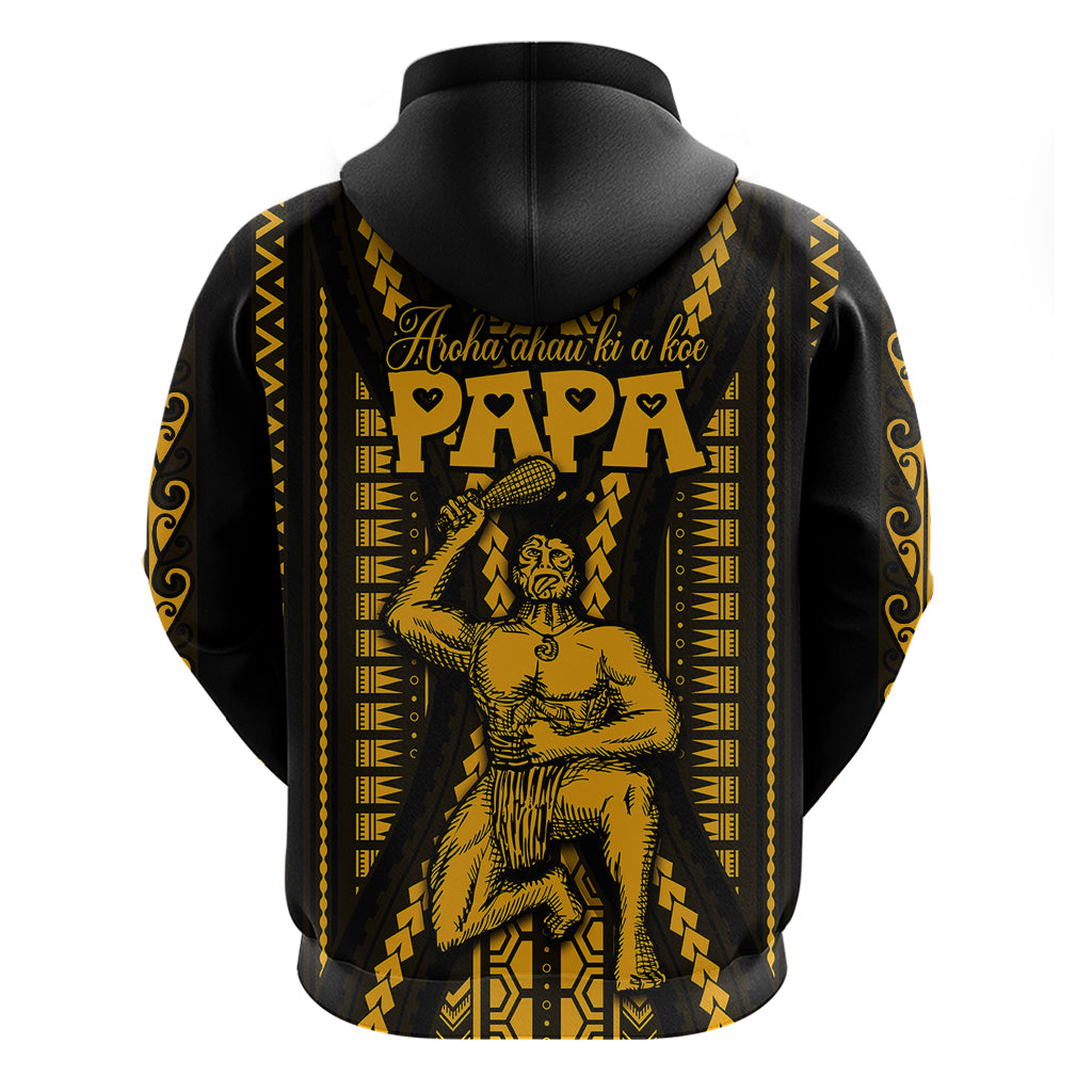 Custom Aotearoa Fathers Day Gift For Dad Hoodie Aroha Ahau Ki A Koe Papa Gold Maori Style Pattern LT9 - Polynesian Pride