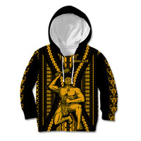 Personalised Aotearoa Father's Day Gift For Dad Kid Hoodie Aroha Ahau Ki A Koe Papa - Gold Maori Style Pattern LT9 Hoodie Gold - Polynesian Pride