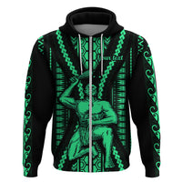 Custom Maori Fathers Day New Zealand Hoodie Aroha Ahau Ki A Koe Papa Green LT9 Zip Hoodie Green - Polynesian Pride