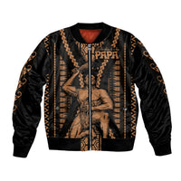 Maori Fathers Day New Zealand Sleeve Zip Bomber Jacket Aroha Ahau Ki A Koe Papa - Nude LT9 Unisex Nude - Polynesian Pride