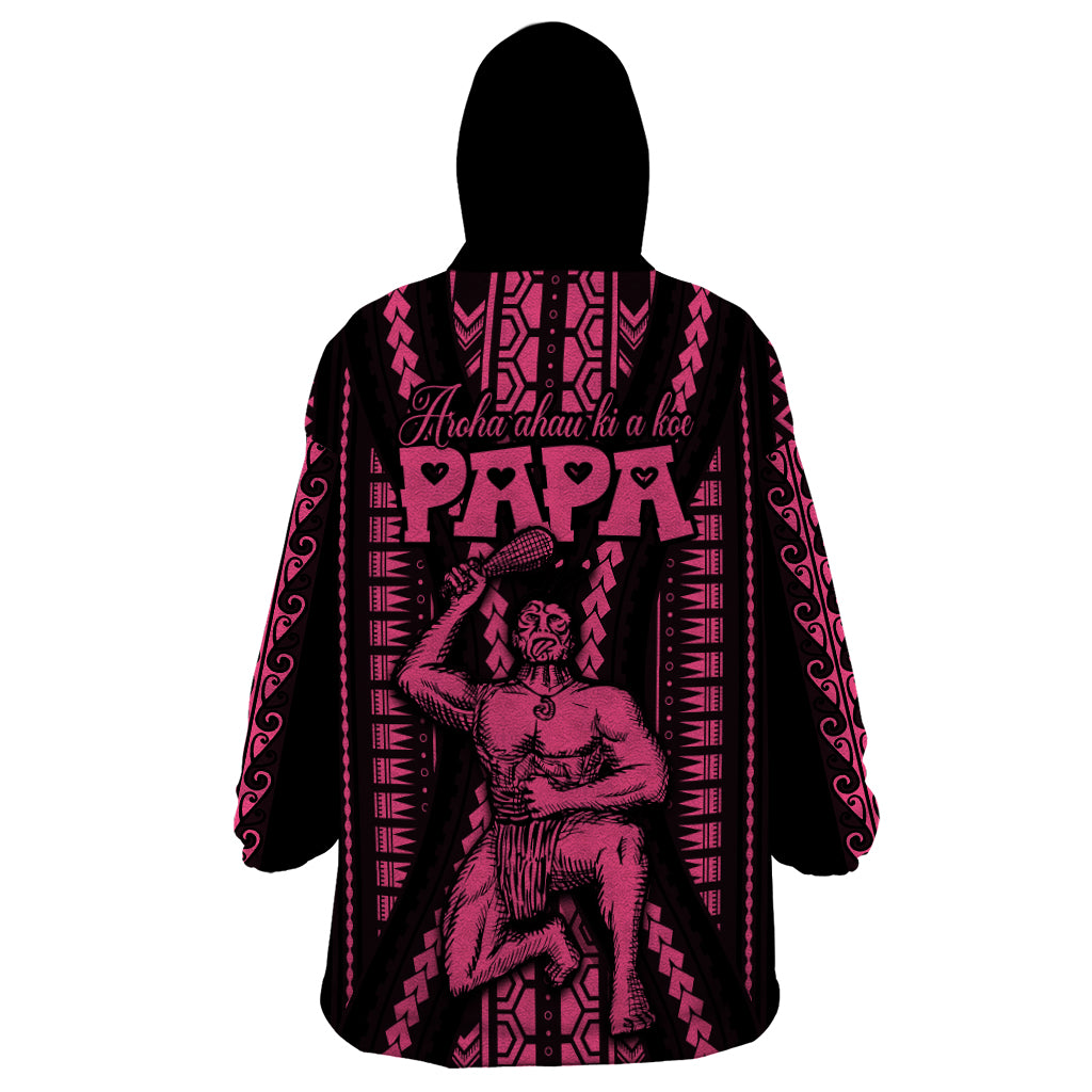 Custom Maori Fathers Day New Zealand Wearable Blanket Hoodie Aroha Ahau Ki A Koe Papa - Pink LT9 - Polynesian Pride