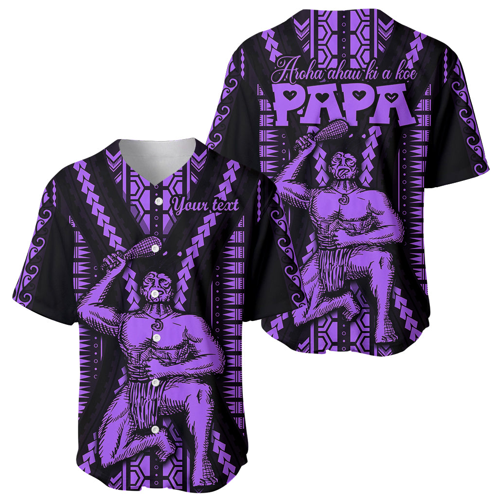 Custom Maori Fathers Day New Zealand Baseball Jersey Aroha Ahau Ki A Koe Papa - Purple LT9 - Polynesian Pride
