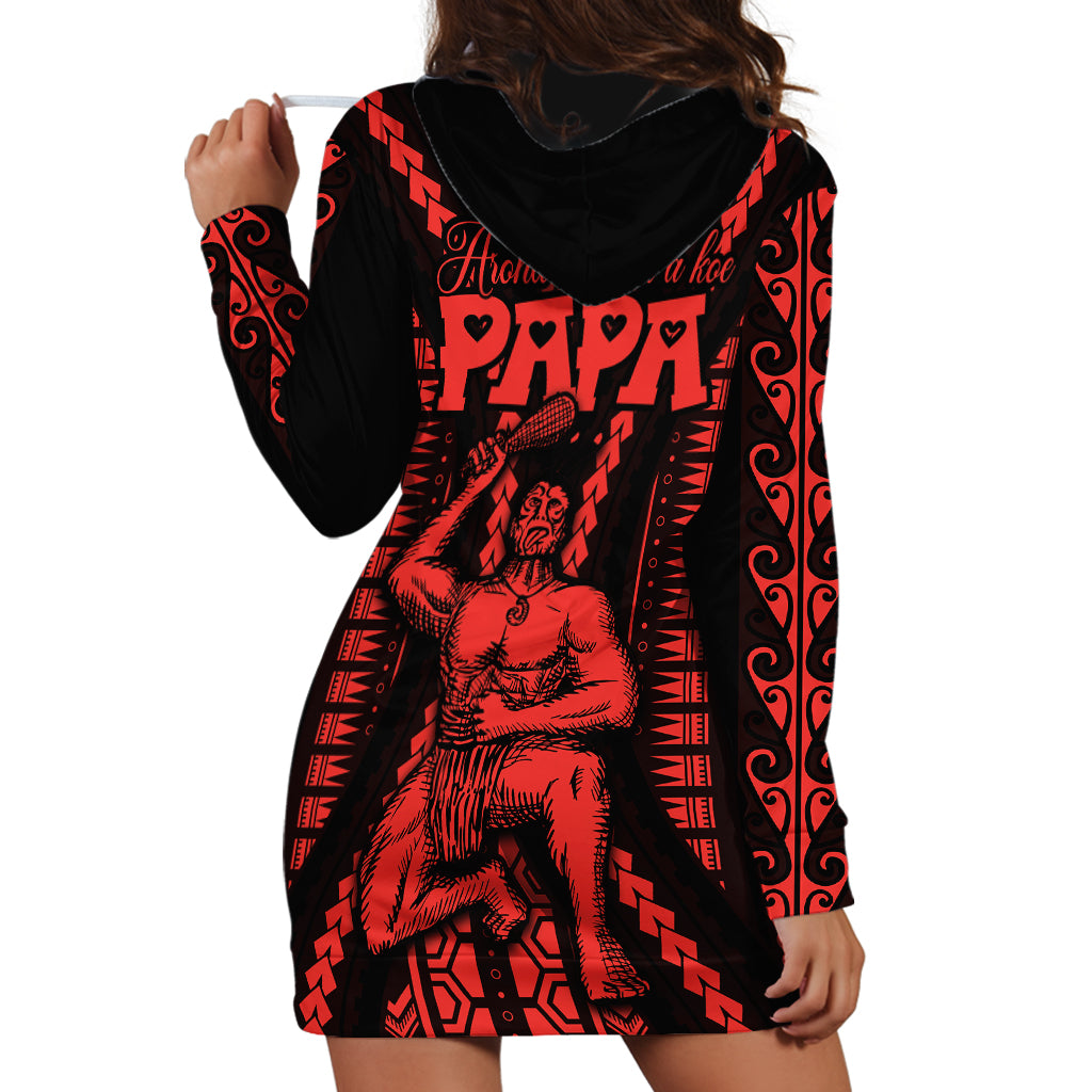 Maori Fathers Day New Zealand Hoodie Dress Aroha Ahau Ki A Koe Papa - Red LT9 - Polynesian Pride