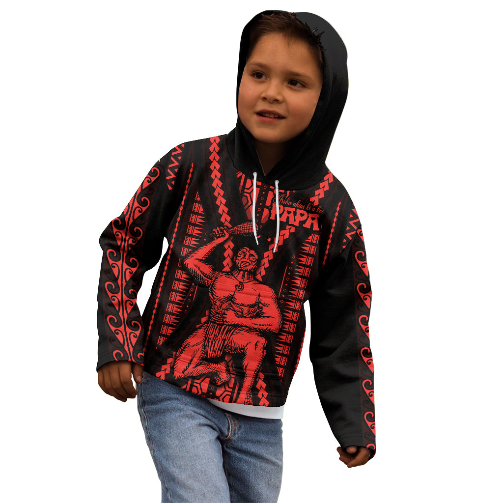 Maori Fathers Day New Zealand Kid Hoodie Aroha Ahau Ki A Koe Papa - Red LT9 - Polynesian Pride