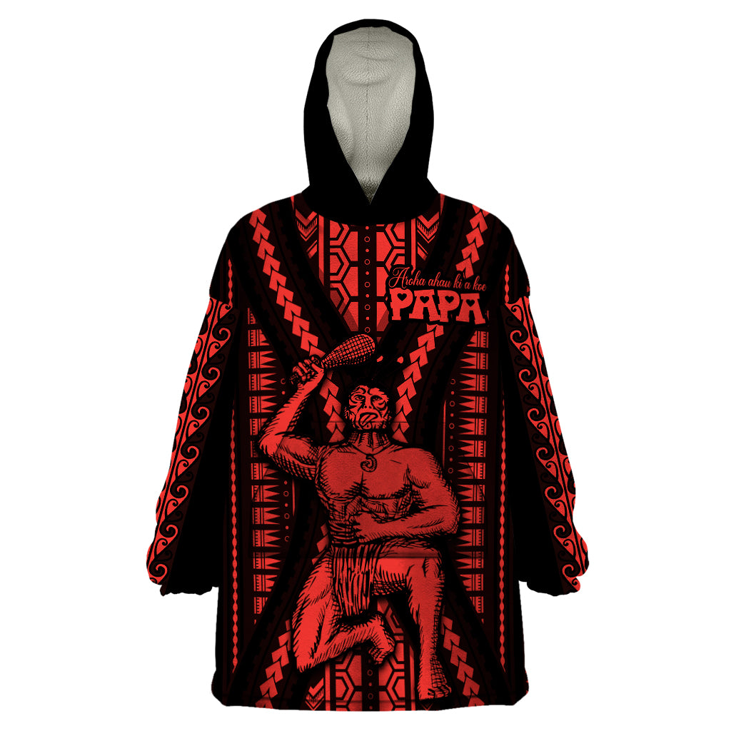 Maori Fathers Day New Zealand Wearable Blanket Hoodie Aroha Ahau Ki A Koe Papa - Red LT9 One Size Red - Polynesian Pride