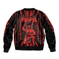 Custom Maori Fathers Day New Zealand Sleeve Zip Bomber Jacket Aroha Ahau Ki A Koe Papa - Red LT9 - Polynesian Pride