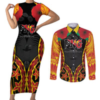 Personalised Papua New Guinea Remembrance Day Couples Matching Short Sleeve Bodycon Dress and Long Sleeve Button Shirt