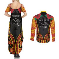 Personalised Papua New Guinea Remembrance Day Couples Matching Summer Maxi Dress and Long Sleeve Button Shirt