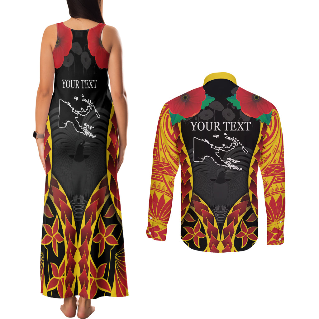 Personalised Papua New Guinea Remembrance Day Couples Matching Tank Maxi Dress and Long Sleeve Button Shirt
