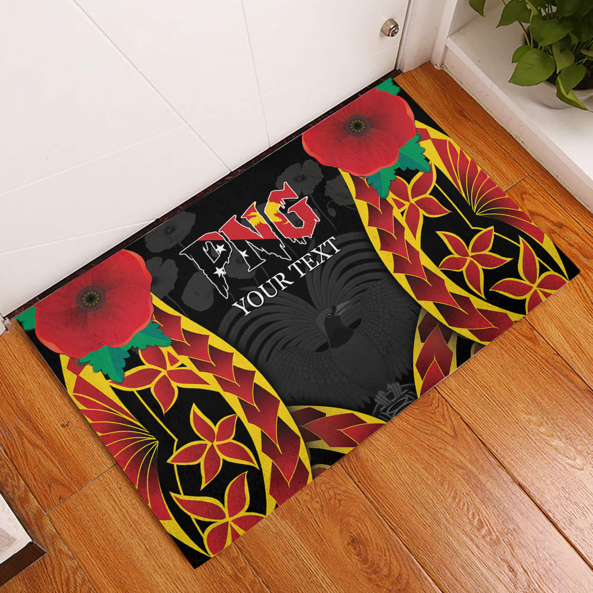Personalised Papua New Guinea Remembrance Day Rubber Doormat