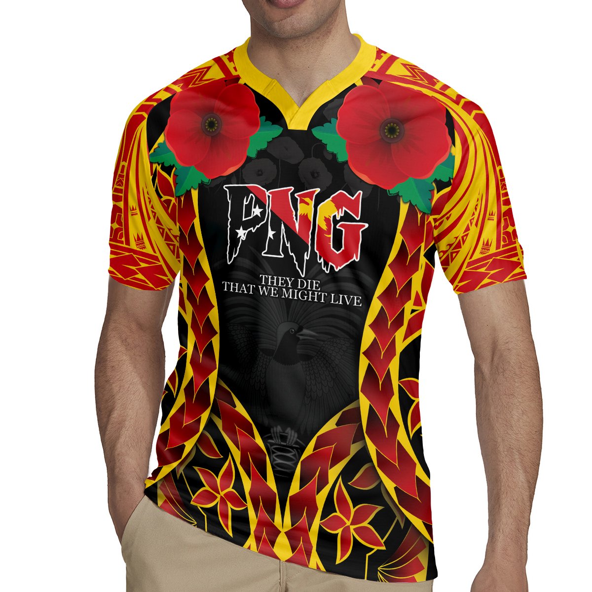 Personalised Papua New Guinea Remembrance Day Rugby Jersey LT9 - Polynesian Pride
