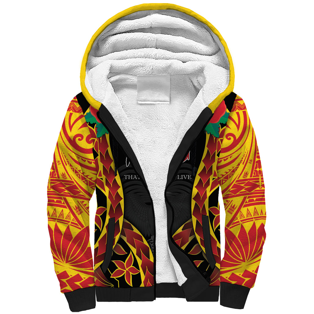 Personalised Papua New Guinea Remembrance Day Sherpa Hoodie