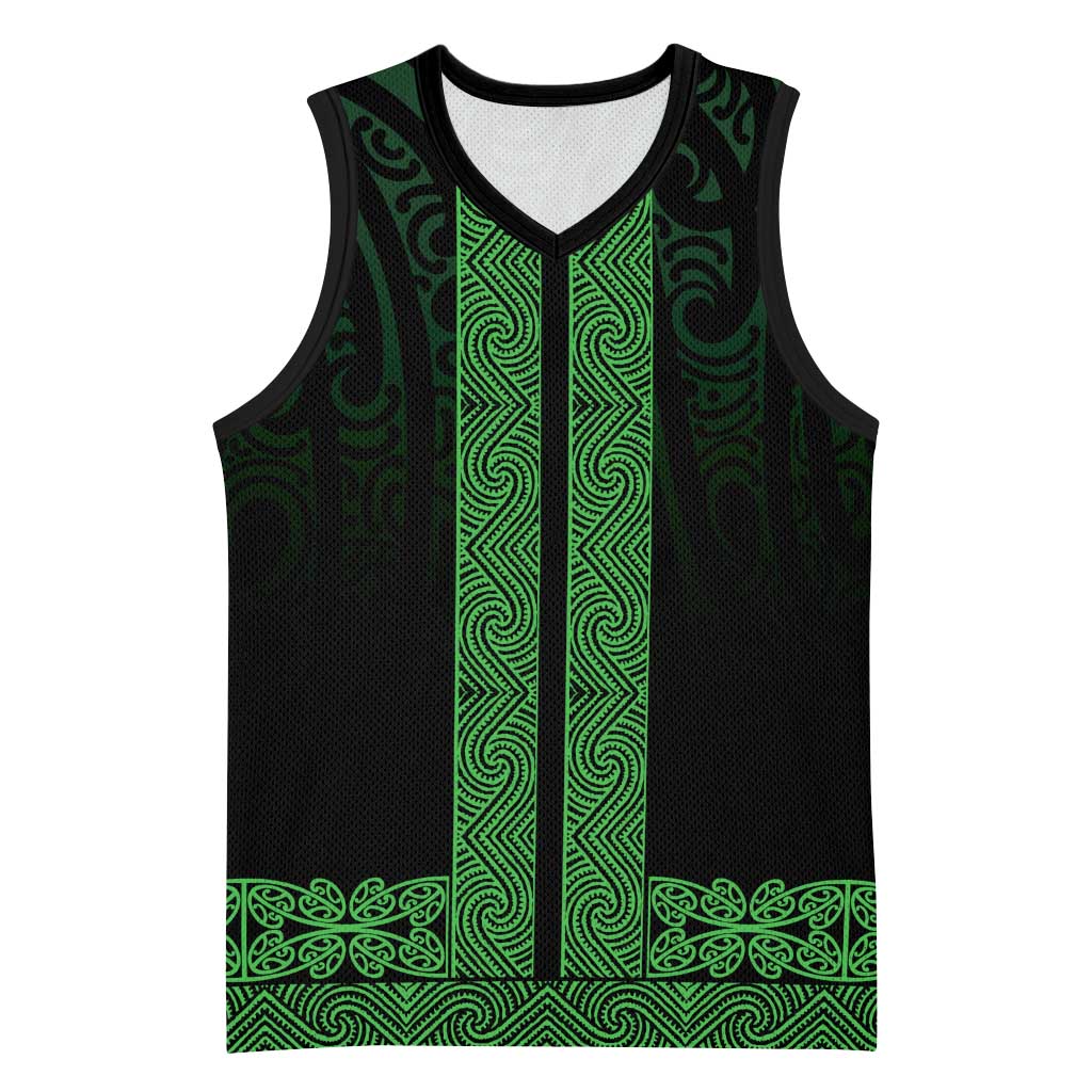 New Zealand Maori Kowhaiwhai Basketball Jersey Kakariki Maui and Mangopare - Polynesian Pride