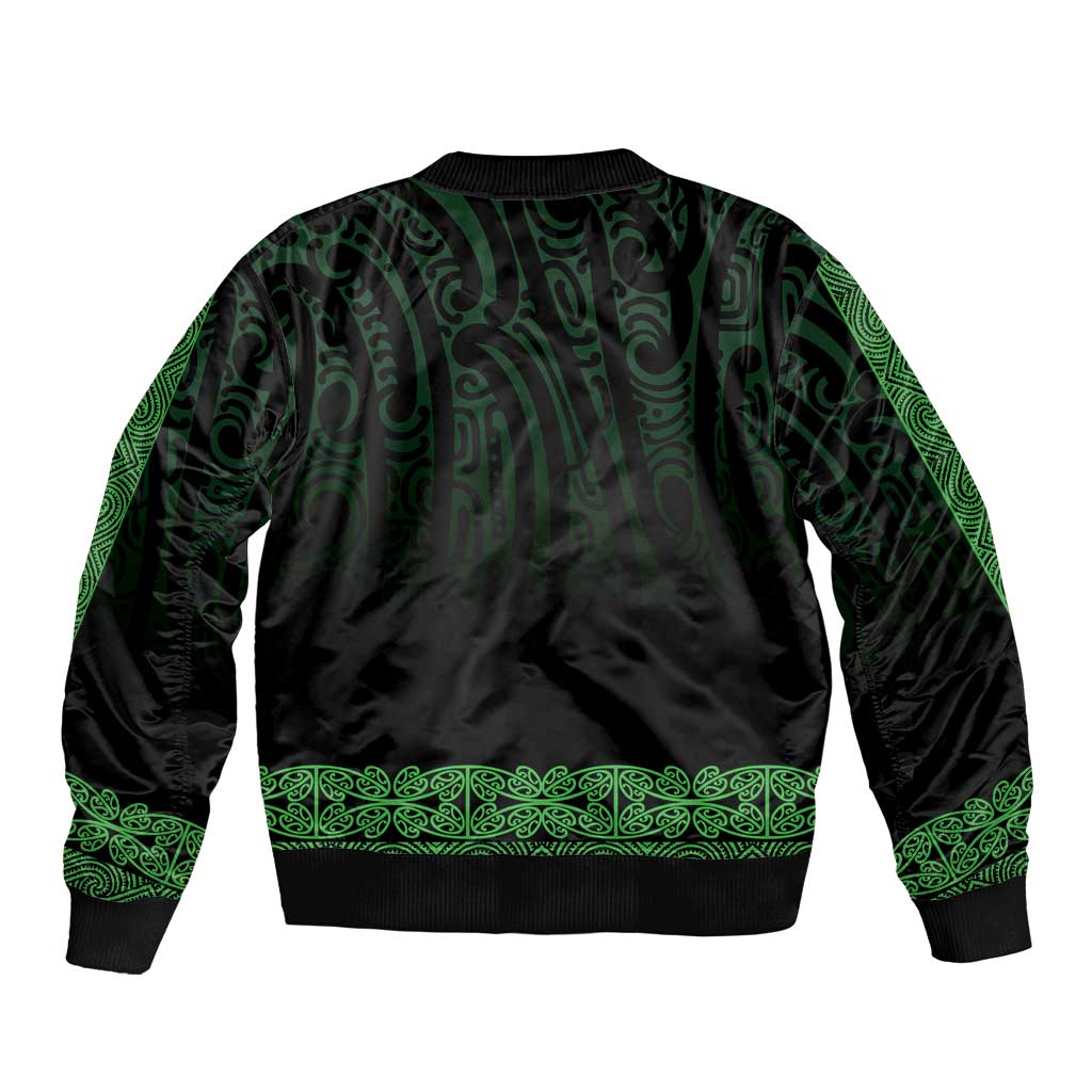 New Zealand Maori Kowhaiwhai Bomber Jacket Kakariki Maui and Mangopare LT9 - Polynesian Pride
