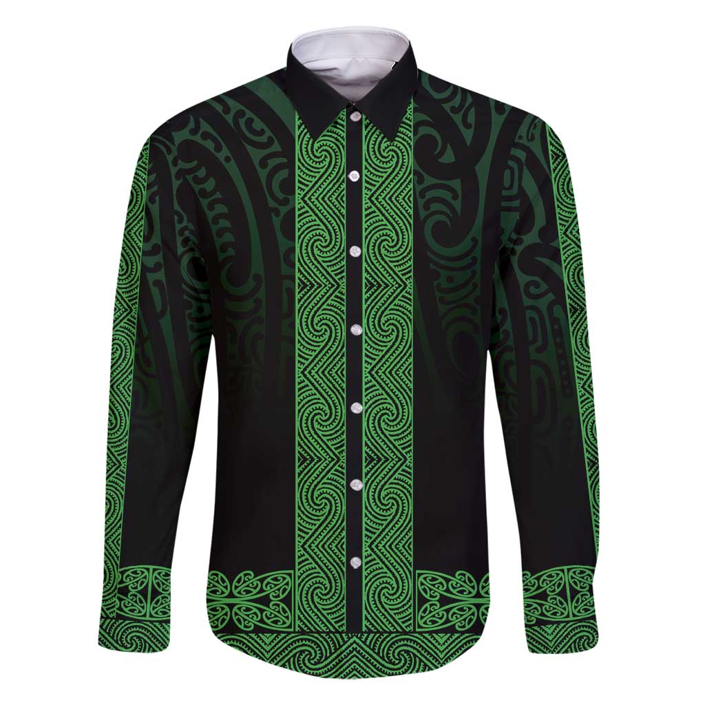 New Zealand Maori Kowhaiwhai Family Matching Long Sleeve Bodycon Dress and Hawaiian Shirt Kakariki Maui and Mangopare